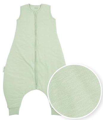 Meyco Baby Winter Sleeping Overall Jumper (sovsäck av 100% slubbad bomull, mjuk, andas, fuktreglerande, 2.0 TOG, storlek: 92 cm), Mjukgrön