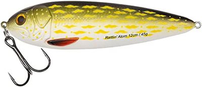 Abu Garcia Rattlin' Atom Leurre dur pour la Pêche des Carnassiers en Eau Douce - Hameçons Triples Très Résistants et Très Piquants