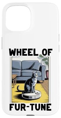 Wheel Of Fur-Tune Robot Vacuum Cleaner Funny Cat Case for iPhone 15