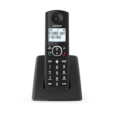 ALCATEL F530 - Teléfono inalámbrico DECT - Gran Pantalla retroiluminada - Manos Libres - Bloqueo de Llamadas - 2 Teclas de Memoria Directa - Negro