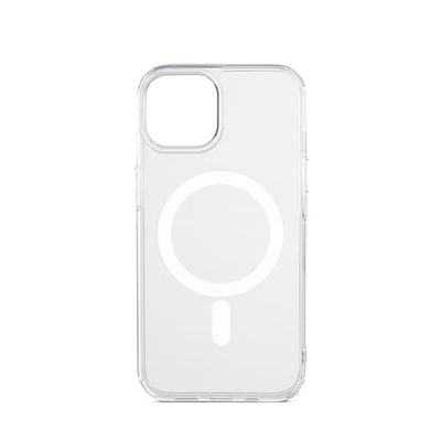 aiino Frozen iPhone 15 hoes, transparante beschermhoes met geïntegreerde magneet voor iPhone 15, stoot- en krasbestendig, magnetische bevestiging en oriëntatie, TPU-randen, wit