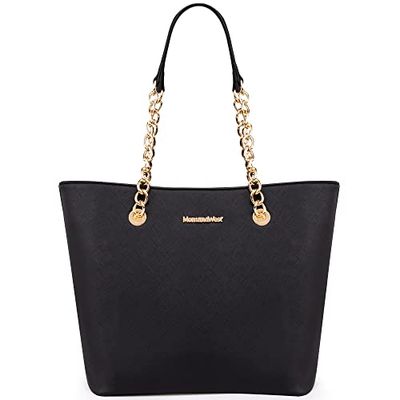 Montana West - Bolso de mano para mujer, bolso de mano con asa superior, B-Negro, Talla única
