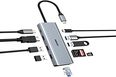 OBERSTER Docking Station USB C Hub,10 en 1 USB-C HUB con 4K HDMI, USB C 3.0, 2 USB 3.0, 2 USB 2.0, 100WPD, Ethernet, SD/TF Compatible Thunderbolt3/MackbookPro/Air