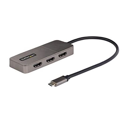 StarTech.com Adaptador USB-C de 3 Puertos Multimonitor, Hub MST USB Tipo C a 3 Puertos HDMI, Divisor Multiplicador DP Triple 4K 60Hz, HDR, Cable Extra Largo, Solamente para Windows (MST14CD123HD)