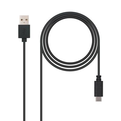USB-kabel, USB 2.0, type C/M, gegevensoverdracht, 3 A, lengte 0,5 m, zwart