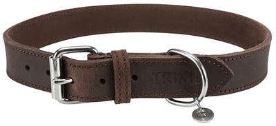 Trixie Collare Rustico, in Pelle Fatica, L-XL: 57-66 cm/30 mm, Marrone Scuro, 0,1449 kg