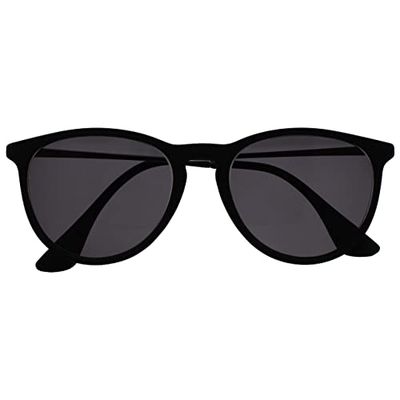 OPULIZE Jet Gafas de Lectura Solares Montura Elegante Grande Negro Engomado Varillas Plateadas Resistente a los Arañazos Lente Tintado con Protección UV400 Hombre Mujer S96-1 +2.00