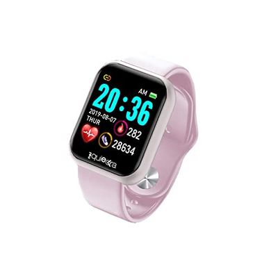 RF Distribution Power Color smartwatch, fitness heren en dames, stappenteller, hartslagbewaking, slaap- en gezondheidsinformatie, zilveren behuizing met zwarte armband en extra roze armband