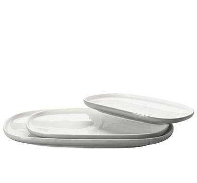 MÄSER 934046 Serie Isora Juego de platos modernos con 3 platos de servir de forma cuadrada en diferentes tamaños de cerámica de alta calidad, gres