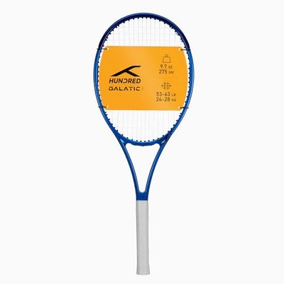 HUNDRED Galactic Strung Tennis Racket with Full Cover | 4 Points Head Light | Color: Navy/Blue, Grip Size 2 (4 1/4 inches) | Unisex | Material: Graphite | 275 grams