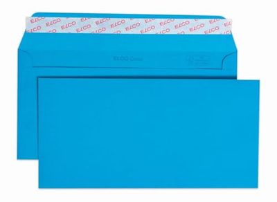 Elco 18833.32 Color Box con coperchio e 250 buste per spedizioni postali, chiusura adesiva, C5/6 DL, 100 g, colore blu intenso, finestra