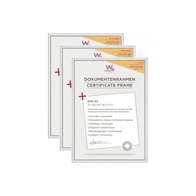 Walther Design Cadre photo argent 21 x 29,7 cm (DIN A4) avec verre d’art 3 pack, cadre en plastique New Lifestyle KVX130S3