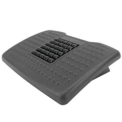 PrimeMatik - Repose-Pieds avec Plateau réglable en Plastique Noir 455 x 330 mm avec Massage