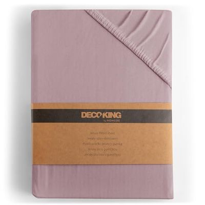 DecoKing Fitted Sheet Emperor II 100% combed cotton soft Jersey, Amber Collection, 200x200-200x220 cm Heather
