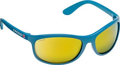 Cressi Rocker Floating Óculos de sol desportivos flutuantes com estojo rígido, unissexo para adultos, água-marinha/lentes espelhadas laranja, tamanho único