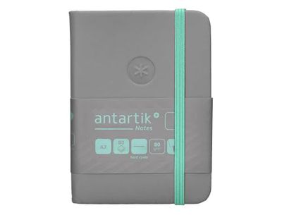 Antartik Cahier avec élastique notes couverture rigide A7 feuilles lisses gris et turquoise 80 feuilles 80 g fsc.