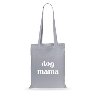 eBuyGB Dog Mama Cotton Tote Bag, Dog Mum Bag, Dog Lovers Gift, Dog Mom Gifts, Pet Lover, Dog Gift Bag (Grey)