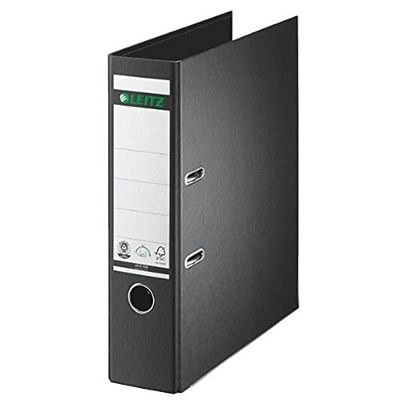 Leitz 10070095 Classeur de qualité (couverture en papier spécial en relief lin, format A4, dos 8 cm) Noir