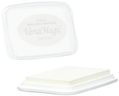 Rayher 29117102 Versa Magic Chalk Ink Tampone d’Inchiostro, Taglia L, Effetto Gessetto Vellutato per Timbri, per Carta Chiara e Scura, Bianco, 9.9 x 6.8 x 1.9 cm