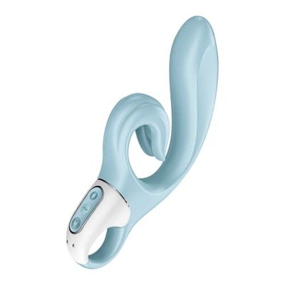 Satisfyer Love Me, 22 cm, 2 moteurs, stimulateur clitoridien flexible et ergonomique, couleur:bleu clair