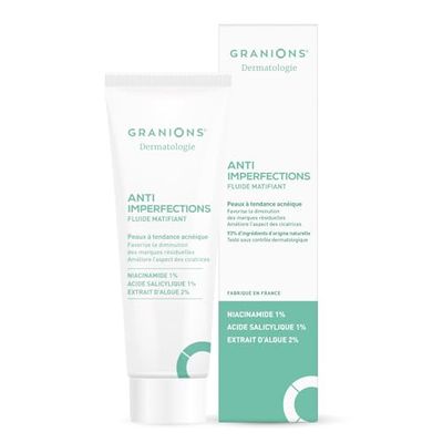 Creme Anti Imperfection Visage - Creme Matifiante Visage - Acne Visage - Creme Cicatrisante Acne - GRANIONS Dermatologie - Creme Zinc Acne - Creme Hydratante Visage 40 mL