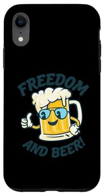 Freedom And Beer Funny Cartoon Mug Patriotic Custodia per iPhone XR