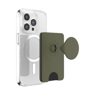 PopSockets - Portafoglio per telefono con impugnatura espandibile, porta carte per telefono, compatibile con ricarica wireless e MagSafe, verde oliva (Fatigue)