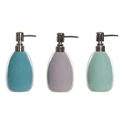 Dispensador de Jabón DKD Home Decor Verde Gris Turquesa ABS Gres (3 pcs) (8 x 8 x 17 cm)