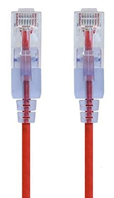 Monoprice - Cabo de conexão Ethernet SlimRun Cat6A 116314 - cabo de cobre puro RJ45 UTP sem ganchos 10G 30AWG 1 pé vermelho, embalagem de 10