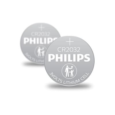 Philips Minicells Pilha CR2032P2/01B Pilhas (Bateria de uso único, CR2032, lítio, 3 V, 2 peças, 210 mAh)