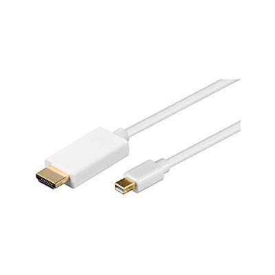 Goobay 52861 Mini DisplayPort/HDMI per Cavo Adattatore 1.2, Dorato, Bianca, 2m Lunghezza del Cavo