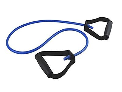 GIMA Latexslang met handgrepen van thermoplastisch rubber of TPR, kleur blauw, weerstandsniveau zwaar, lengte 125 cm.