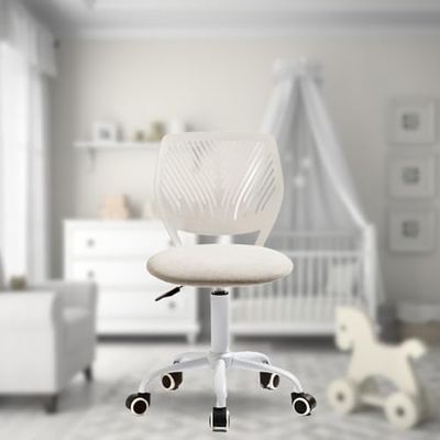 FurnitureR Chaise de Bureau Polyvalente pour Enfants, Chaise de Travail sans Accoudoirs à Hauteur Réglable, Chaise d'Étude Pivotante Colorée pour L'école et Le Bureau à Domicile, Morandi Beige