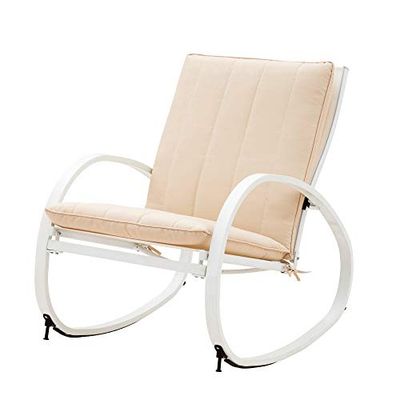 Italian Concept 69 schommelstoel Ugento, gelakt metaal, polyurethaan, kunstleer, beige, 64,5 x 83 x 87 cm