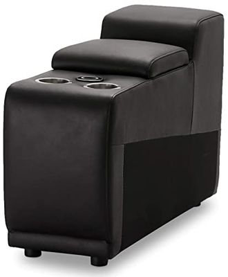 Furnhouse,Ibbe Design Zwart Leer Modulaire Bank Alexa Barmodule met draadloze oplader, bekerhouders en opbergruimte 32x98x73 cm