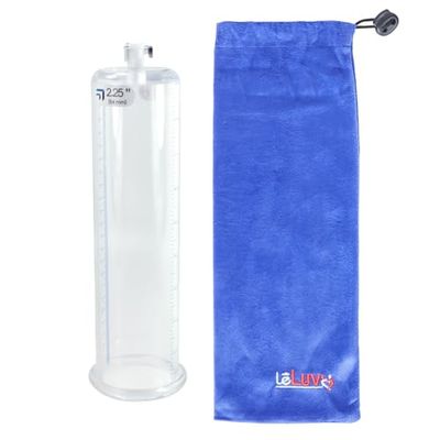 LeLuv Vacuum Cylinder for Enhancement Pumps Seamless Untapered Medical-Grade Clear Acrylic with Measurement Marks and Locking Fitting 2.25 inch x 9 inch