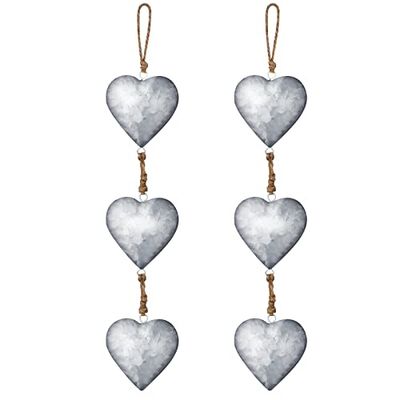 Moxweyeni 2 Pieces Metal Heart Wall Decor Galvanized Heart Hanging Sign Valentine's Day Rustic Wall Hanging Art for Home Indoor Outdoor (Silver)
