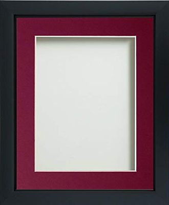 Frame Company Ainsworth Range Black 10x8 inch Picture Photo Frame with Plum Mount for Image 8x6 inch * Choice of Sizes* Fitted with Real Glass