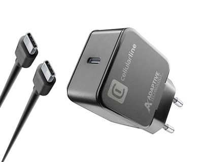 cellularline | USB-C Charger Kit 15W | USB-C-oplader voor Samsung, 1 m kabel - maximaal uitgangsvermogen 15 watt - zwart