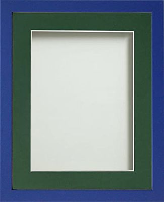 Frame Company Jellybean Range Royal Blue Wooden 16x12 inch Picture Photo Frame with Bottle Green Mount for Image 14x10 inch * Choice of Colours & Sizes* Fitted with Perspex