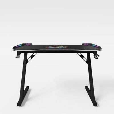 phoenix group AG Minecraft Bureau, Bois d'ingénierie Métal Mélamine, Aspect Carbone Noir, 120x74x60