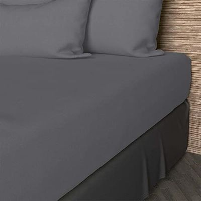 Soleil d'ocre, Drap Housse, Coton 57 Fils, Gris, 90x200 cm