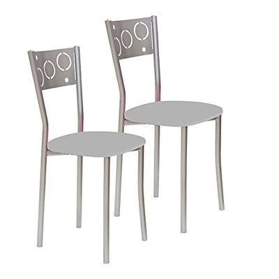 ASTIMESA SCPRGR Due sedie da Cucina, Metallo Pelle Sintetica Alluminio, Grigio, Altura de asiento 45 CMS