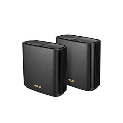 ASUS ZenWiFi XT8 Noir - Pack de 2 - Système Wi-FI 6 AX Mesh, Tri-Bande, 6600 Mbit/s, 500m2, AiProtection avec TrendMicro à vie, Port WAN/LAN 2,5 Gigabit + 3 Ports LAN Gigabit, AiMesh