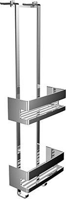 Emco SYSTEM2 Soporte para puerta con dos cestas de ducha, estante de ducha de metal de alta calidad, cesta de ducha sin taladrar para utensilios de baño, cromo, cromo