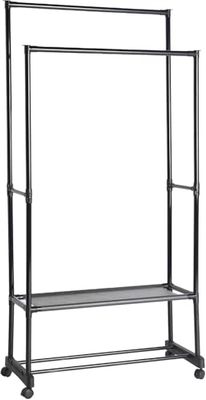 Lastdeco Burro Ropa - Perchero Colgador de Ropa. Vestidor Resistente con Soporte para Zapatos - Organizador. Montaje Fácil (Perchero Doble con Ruedas)