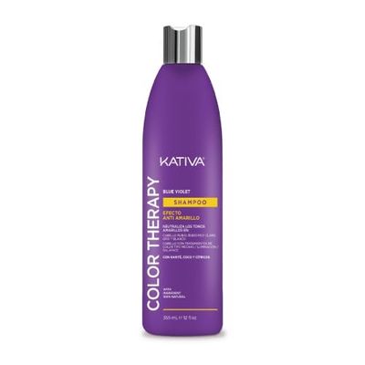 KATIVA Color Therapy Blue Violet| Matizer-schampo 355 ml | Violettschampo Anti-gul effekt | Shea, Kokos och Citrus | Saltfri, Ni Parabensulfater | Blont, Canas eller Grå hår