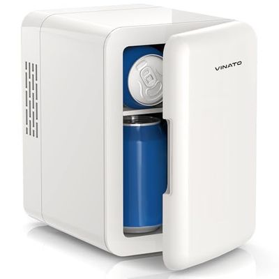 VINATO Nevera Pequeña 4L Portátil - Mini Nevera para Cosméticos, Frigobar & Coche, Enfriar/Calentar, 25dB Silenciosa, Ideal Habitación/Oficina/Camping, Regalo