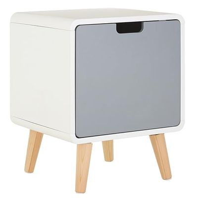 Premier Housewares 1 Door Cabinet White Bedside Table for Bedroom | Bedside Cabinet with Wood Legs | Wooden Small Side Table for Bedroom Nightstand | Bedroom Table with Storage