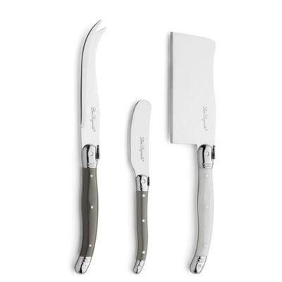 Lou Laguiole 2511MWWA00CS7 - Set da 3 Coltelli da Formaggio in Acciaio inossidabile 13/0 Temprato, Scatola Regalo